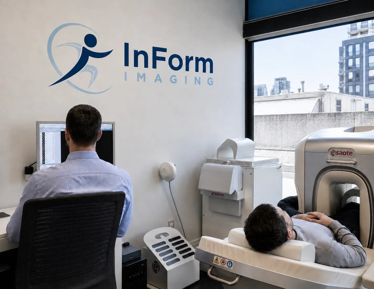 Inside the InForm Imaging clinic: reviewing a scan while a client is imaged